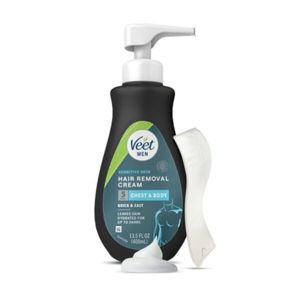 VEET Men's Sensitive Skin Hair Removal Cream For Chest & Back, 13.5 FL OZ Bottle - Picture 1 of 4